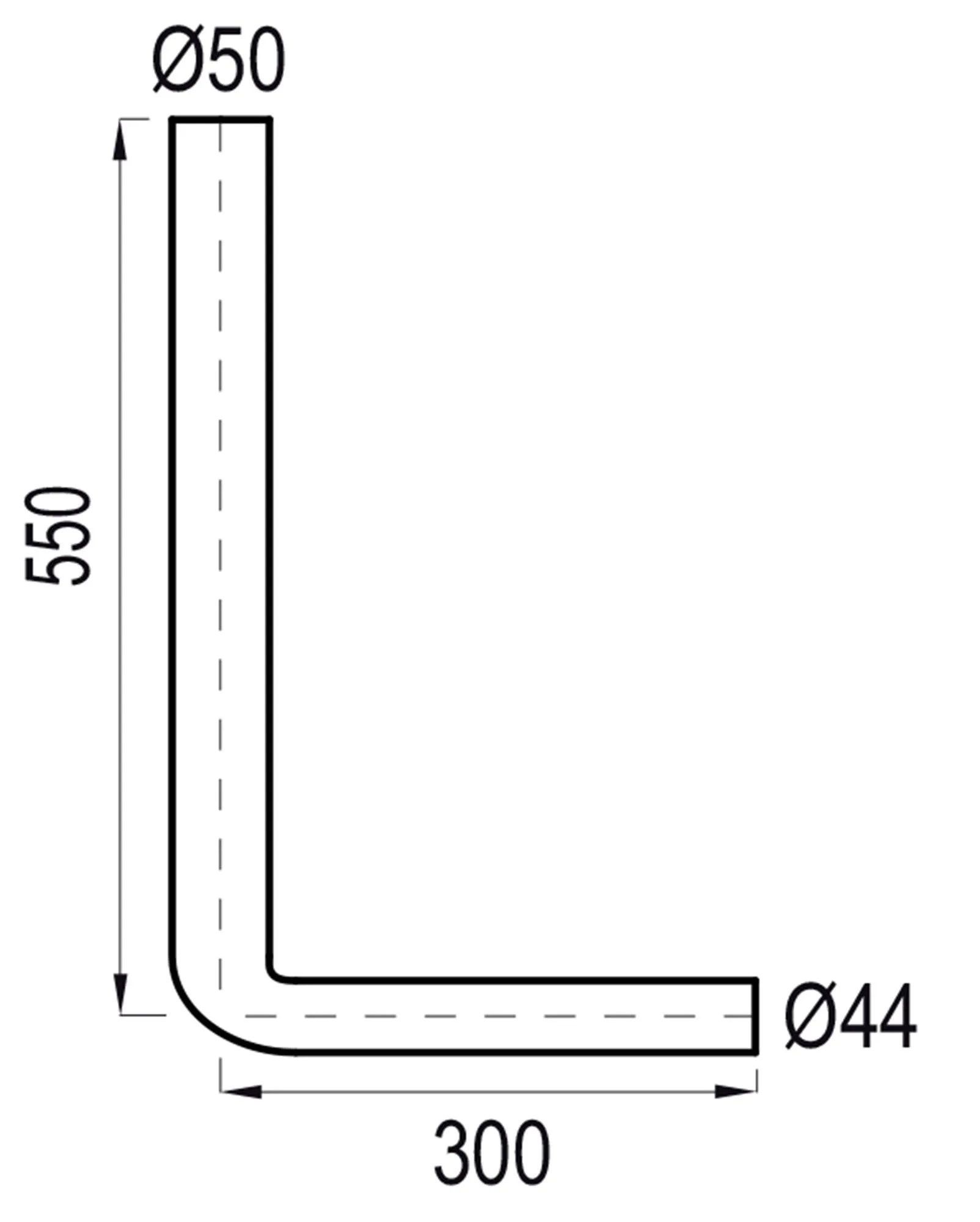 Flush pipe elbow 550 x 300 mm, white