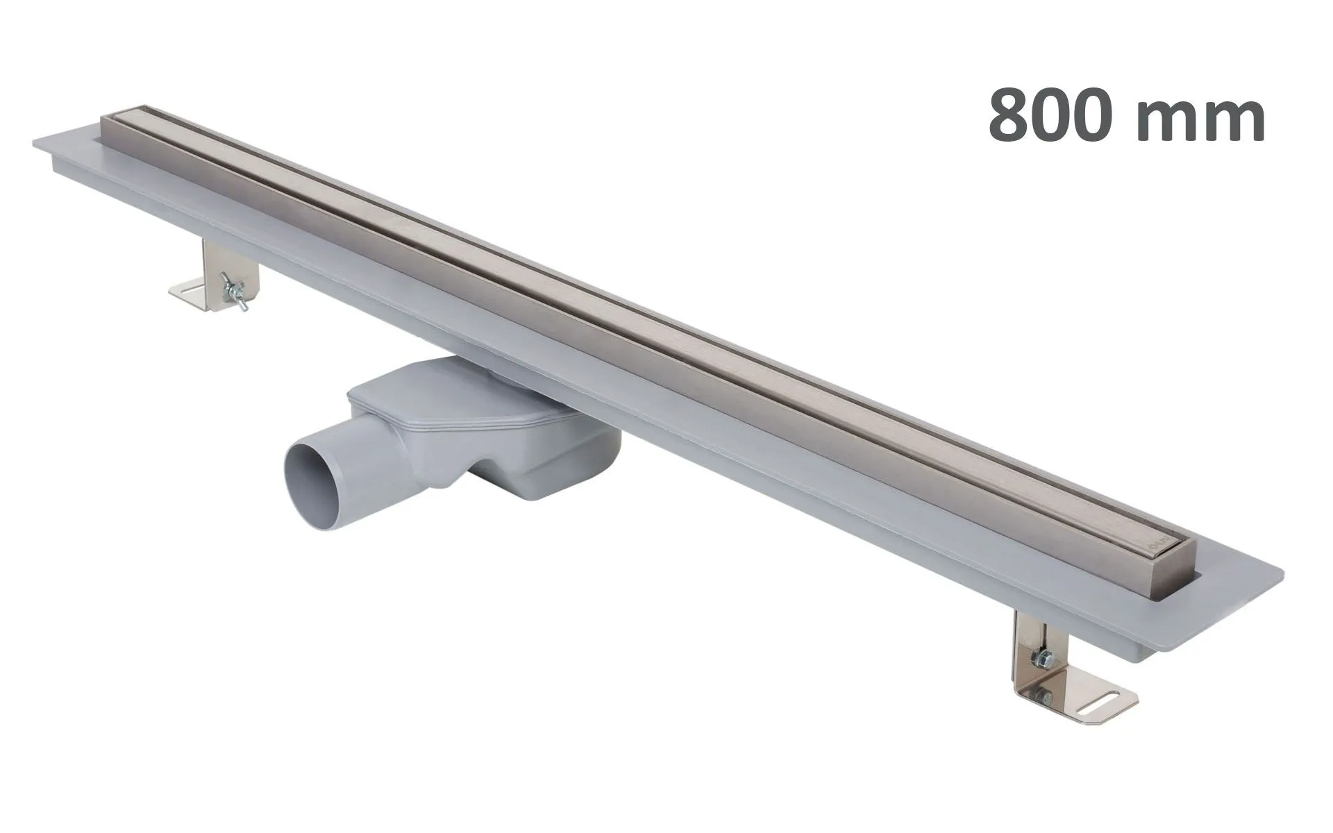 Shower drain ELEGANCE, stainless steel frame, grid STANDARD/CUSTOM 800 mm, Ø 50 mm